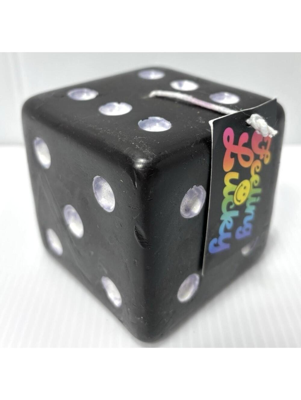 Black White Dice Candle 3" Tall - *Imperfect As Is -Decorative Table Home Accent